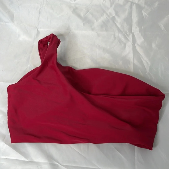 ZAFUL Berry Red One Shoulder Bikini Top Tied Peephole Padded Lined 4 - Picture 4 of 7